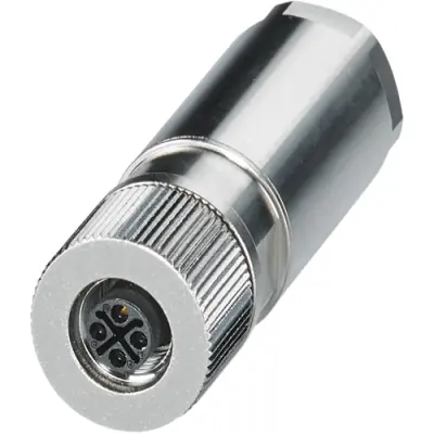 Jack, M12, 4 pole, push-lock spring connection, push-lock, straight, 1080222 - 1
