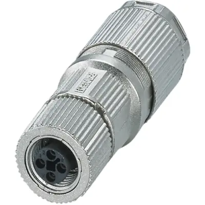 Jack, M12, 4 pole, push-lock spring connection, push-lock, straight, 1027466 - 1