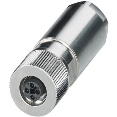 Jack, M12, 4 pole, push-lock spring connection, push-lock, straight, 1080218 - 1