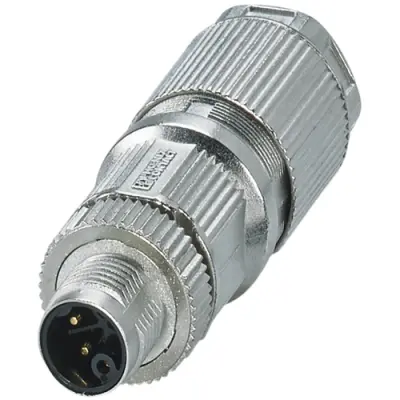 Plug, M12, 5 pole, crimp connection, push-lock, straight, 1027474 - 1