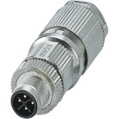 Plug, M12, 4 pole, crimp connection, push-lock, straight, 1027467 - 1