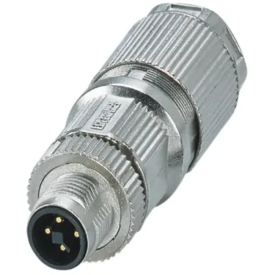 Plug, M12, 4 pole, crimp connection, push-lock, straight, 1027465 - 1