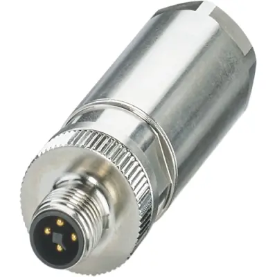 Plug, M12, 4 pole, push-lock spring connection, push-lock, straight, 1080215 - 1