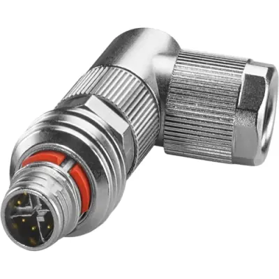 Plug, M12, 8 pole, crimp connection, push pull, angled, 1489579 - 1