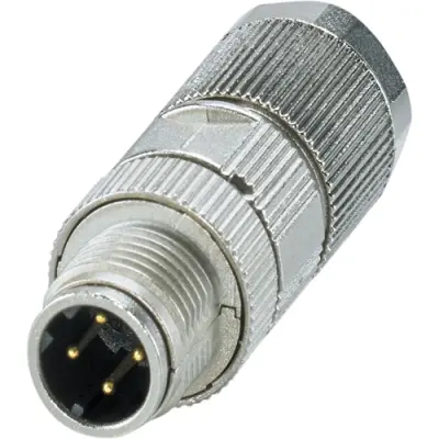 Plug, M12, 4 pole, crimp connection, push-turn, straight, 1422846 - 1