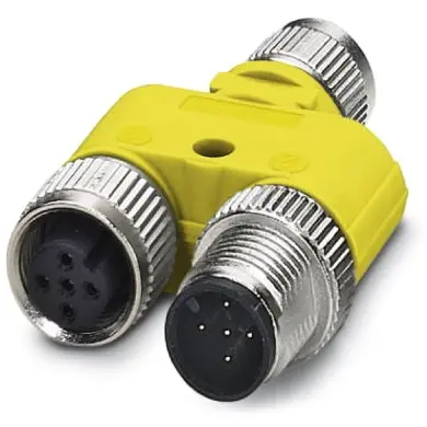 Adapter, 2 x M12 (5 pole, socket/plug) to M12 (5 pole, plug), Y-shape, 2819189 - 1