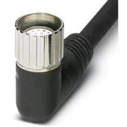 Sensor actuator cable, M12-cable socket, angled to open end, 19 pole, 5 m, PUR, black, 1684072
