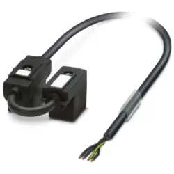 Sensor actuator cable, valve connector DIN shape B to open end, 4 pole, 10 m, PUR/PVC, black, 4 A, 1458279