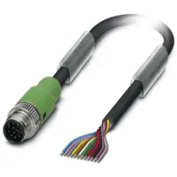 Sensor actuator cable, M12-cable plug, straight to open end, 12 pole, 1.5 m, PVC, black, 1.5 A, 1554775