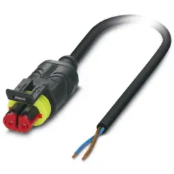 Sensor actuator cable, cable socket to open end, 2 pole, 1.5 m, PUR, black, 8 A, 1410748