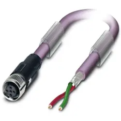 Sensor actuator cable, M12-cable socket, straight to open end, 2 pole, 2 m, PUR, purple, 4 A, 1518067