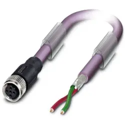 Sensor actuator cable, M12-cable socket, straight to open end, 2 pole, 2 m, PUR, purple, 4 A, 1507298