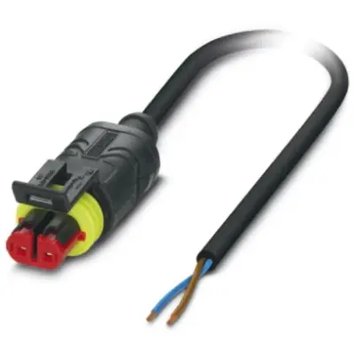 Sensor actuator cable, cable socket to open end, 2 pole, 3 m, PUR, black, 8 A, 1410749 - 1