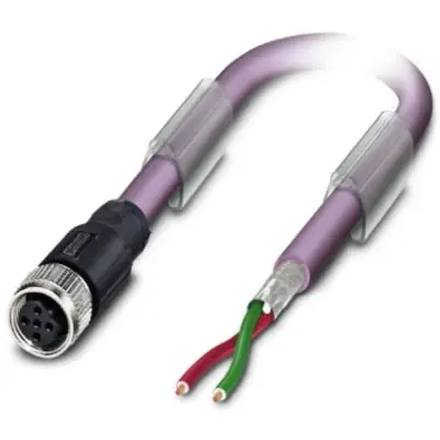 Sensor actuator cable, M12-cable socket, straight to open end, 2 pole, 10 m, PUR, purple, 4 A, 1507311 - 1