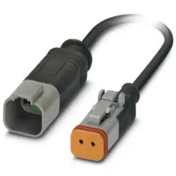 Sensor actuator cable, cable plug to cable socket, 2 pole, 1.5 m, PUR, black, 8 A, 1414993