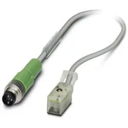 Sensor actuator cable, M8-cable plug, straight to valve plug, 2 pole, 0.3 m, PUR, gray, 4 A, 1453313