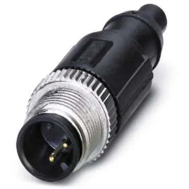 Plug, M12, 2 pole, screw locking, straight, 1539570 - 1