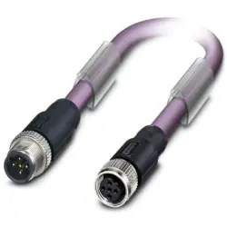 Sensor actuator cable, M12-cable plug, straight to M12-cable socket, straight, 2 pole, 1 m, PUR, purple, 4 A, 1507366