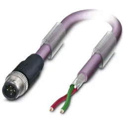 Sensor actuator cable, M12-cable plug, straight to open end, 2 pole, 15 m, PUR, purple, 4 A, 1507272