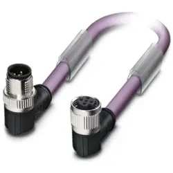 Sensor actuator cable, M12-cable plug, angled to M12-cable socket, angled, 2 pole, 0.5 m, PUR, purple, 4 A, 1403633