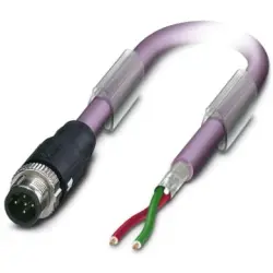 Sensor actuator cable, M12-cable plug, straight to open end, 2 pole, 2 m, PUR, purple, 4 A, 1518025