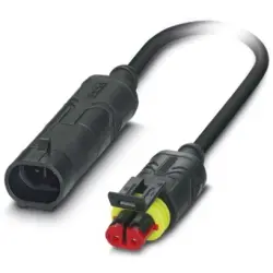 Sensor actuator cable, cable plug to cable socket, 2 pole, 1.5 m, PUR, black, 8 A, 1410760