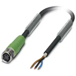 Sensor actuator cable, M8-cable socket, straight to open end, 3 pole, 1.5 m, PUR, black, 4 A, 1521711