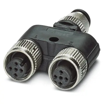 Adapter, M12 (4 pole, plug) to M12 (4 pole, socket), Y-shape, 1527618 - 1