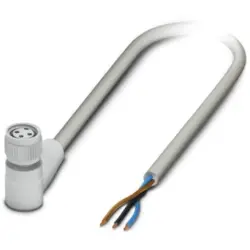 Sensor actuator cable, M8-cable socket, angled to open end, 3 pole, 5 m, PP-EPDM, gray, 4 A, 1406484