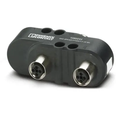 Adapter, M12 (4 pole, plug) to M12 (4 pole, socket), H shape, 1080244 - 1