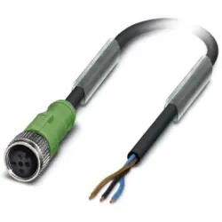 Sensor actuator cable, M12-cable socket, straight to open end, 3 pole, 5 m, PUR, black, 4 A, 1683510