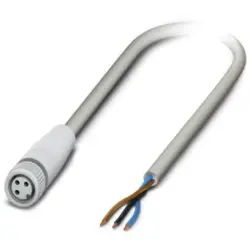 Sensor actuator cable, M8-cable socket, straight to open end, 3 pole, 10 m, PP-EPDM, gray, 4 A, 1406480