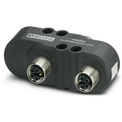 Adapter, M12 (5 pole, plug) to M12 (5 pole, socket), H shape, 1080246 - 1