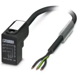 Sensor actuator cable, valve connector DIN shape C to open end, 3 pole, 5 m, PUR, black, 6 A, 1400814