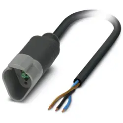 Sensor actuator cable, cable plug to open end, 3 pole, 10 m, PUR, black, 8 A, 1415002