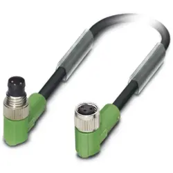 Sensor actuator cable, M8-cable plug, angled to M8-cable socket, angled, 3 pole, 3 m, PUR, black, 4 A, 1682090