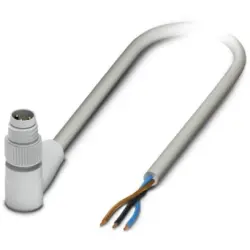 Sensor actuator cable, M8-cable plug, angled to open end, 3 pole, 5 m, PP-EPDM, gray, 4 A, 1406475