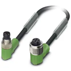 Sensor actuator cable, M8-cable plug, angled to M12-cable socket, angled, 3 pole, 1.5 m, PUR, black, 4 A, 1682443