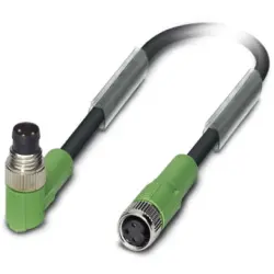 Sensor actuator cable, M8-cable plug, angled to M8-cable socket, straight, 3 pole, 3 m, PVC, black, 4 A, 1415884
