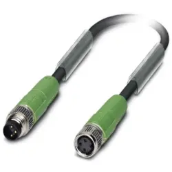 Sensor actuator cable, M8-cable plug, straight to M8-cable socket, straight, 3 pole, 1.5 m, PUR, black, 4 A, 1455285