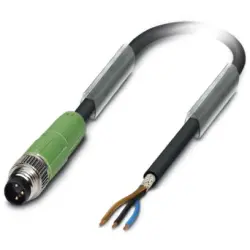 Sensor actuator cable, M8-cable plug, straight to open end, 3 pole, 5 m, PUR, black, 4 A, 1521630