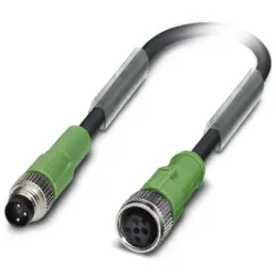 Sensor actuator cable, M8-cable plug, straight to M12-cable socket, straight, 3 pole, 3 m, PUR, black, 4 A, 1682333