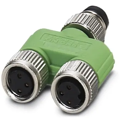 Adapter, 2 x M12 (3 pole, socket) to M12 (3 pole, plug), Y-shape, 1696222 - 1