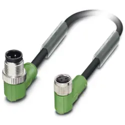 Sensor actuator cable, M12-cable plug, angled to M8-cable socket, angled, 3 pole, 3 m, PUR, black, 4 A, 1668946