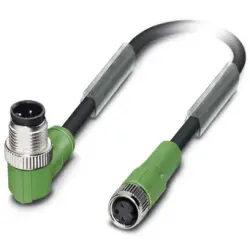 Sensor actuator cable, M12-cable plug, angled to M8-cable socket, straight, 3 pole, 3 m, PUR, black, 4 A, 1668904