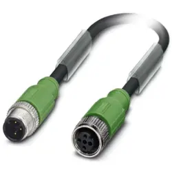 Sensor actuator cable, M12-cable plug, straight to M12-cable socket, straight, 3 pole, 3 m, PUR, black, 4 A, 1500839