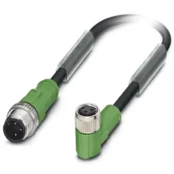 Sensor actuator cable, M12-cable plug, straight to M8-cable socket, angled, 3 pole, 1.5 m, PVC, black, 4 A, 1415532