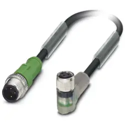 Sensor actuator cable, M12-cable plug, straight to M8-cable socket, angled, 3 pole, 3 m, PUR, black, 4 A, 1694910