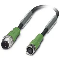 Sensor actuator cable, M12-cable plug, straight to M8-cable socket, straight, 3 pole, 3 m, PVC, black, 4 A, 1415529