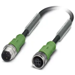 Sensor actuator cable, M12-cable plug, straight to M12-cable socket, straight, 3 pole, 3 m, PVC, black, 4 A, 1414579